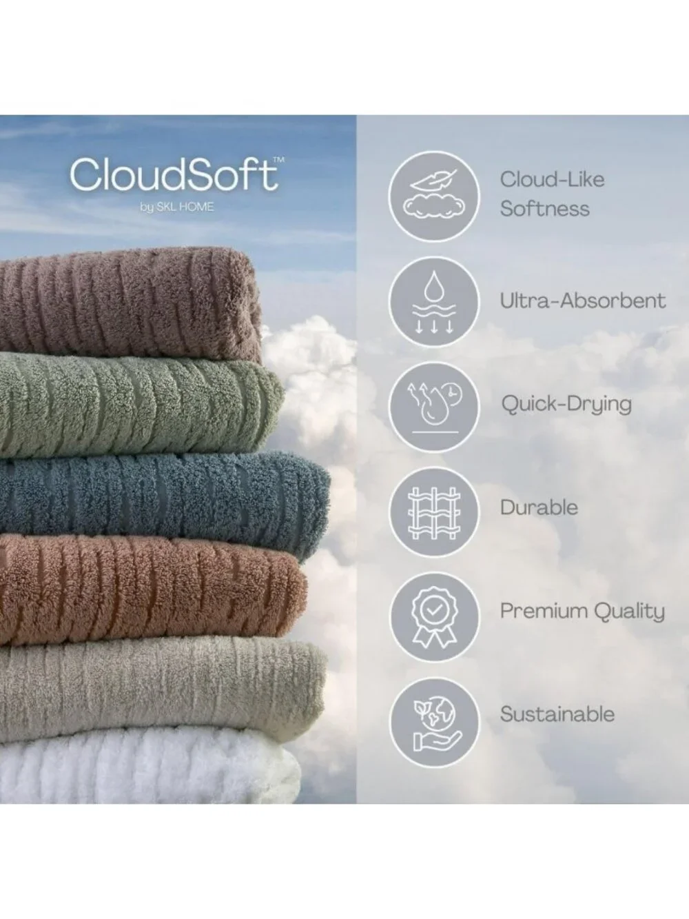 Luxury Cotton Hand Towels Set of 2 for Bath, Kitchen & Bar - Soft Gray Gift